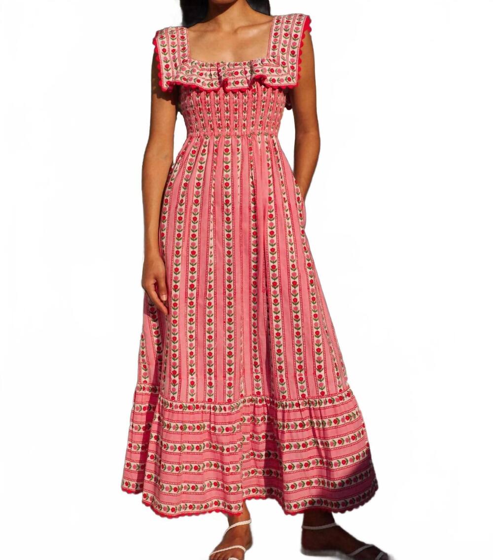 NEW PINK CITY PRINTS carrie midi dress in alpine rose